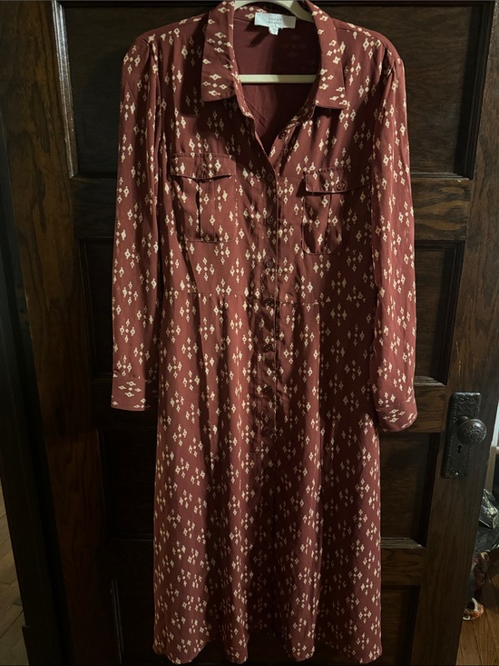Lucky Brand Dresses & Skirts - Lucky Brand Rust Shirt Dress with Cream Motif, Size 12